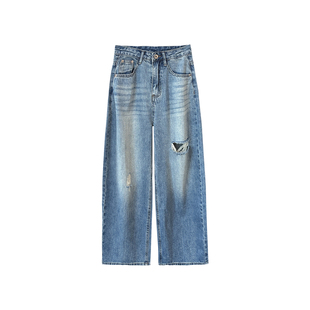 裤型巨赞~！茧型八九分破洞牛仔裤女夏薄款小个子显瘦宽松阔腿裤