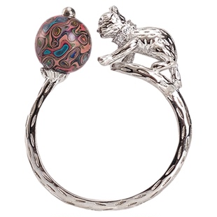 donguan冬官大漆戒指漆器猫首饰指环复高级新中式轻奢邃雅绸