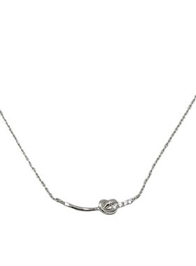 PAUSA ANN s925 简约幸运爱心绳结镶钻通勤轻奢项链锁骨链