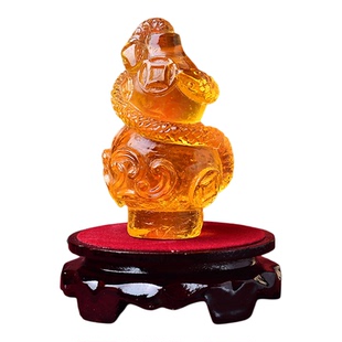 海清阁灵蛇进禄琉璃摆件属牛人2026年马年吉祥物生肖牛饰品礼物