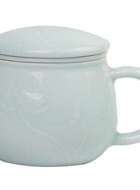 景德镇正品青瓷茶杯昌南官方旗舰店茶水分离瓷泡茶杯陶瓷过滤带盖