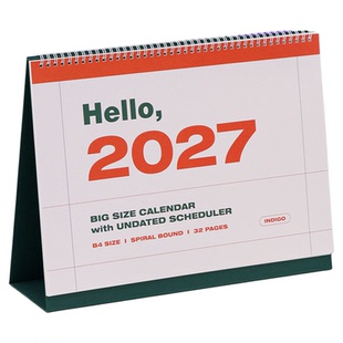 韩国indigo简约商务2027桌面超大台历B4打卡日历日程备忘记事月历