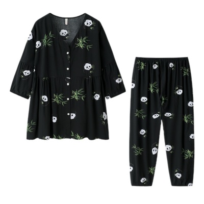 胖mm加肥大码棉绸开衫睡衣套装