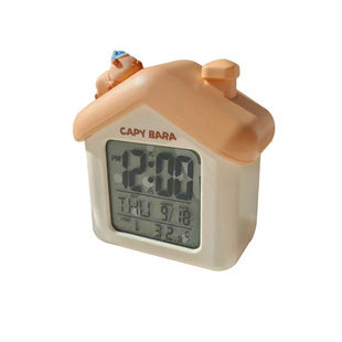 卡皮巴拉小房子电子闹钟迷你桌面智能时钟多功能学生儿童起床神器