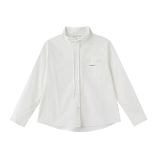 KXLFCHN空穴来风 春秋花边抽绳衬衫休闲款简约百搭纯色宽松衬衣女