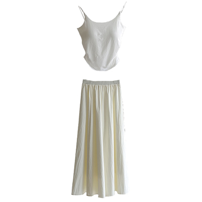 高腰显瘦垂坠感a字百褶休闲长裙