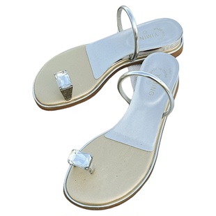 4cm软底新款鸽子蛋凉鞋内增高小码32沙滩鞋一字套趾拖外穿鞋女夏