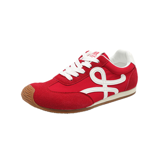 Semir女鞋红色德训鞋2025秋冬新款透气薄底阿甘鞋运动休闲板鞋女