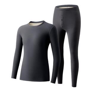 CaesarKiss加绒加厚男士保暖内衣套装秋衣德绒发热羊毛桑蚕丝秋冬