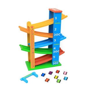 多功能飞车四层天梯滑翔车轨道滑梯车木制益智儿童惯性滑行玩具车