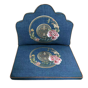 新中式红木沙发坐垫实木圈椅坐垫四季通用刺绣靠垫罗汉床垫子定制