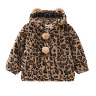 MOMOCO/玛米玛卡女童可爱外套2025冬季新款中大童洋气豹纹保暖甜