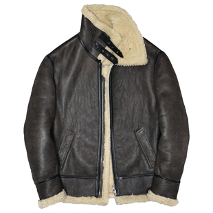 男女原生态绵羊皮毛一体真皮皮衣休闲翻领短款厚飞行服夹克外套欢