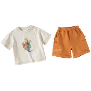 戴维贝拉男童2026夏季新款五分裤套装儿童休闲薄款T恤短袖两件套