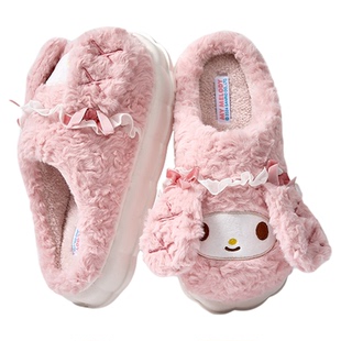 三丽鸥卡通棉拖鞋女士24秋冬新款可爱家居室内增高厚底美乐蒂棉鞋