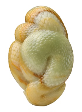 和田玉籽料生肖蛇手把件