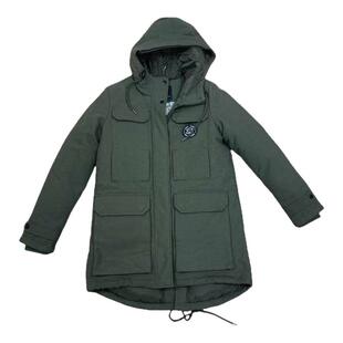 猴家女款羽绒服商场下架断码清仓防风袖军绿色