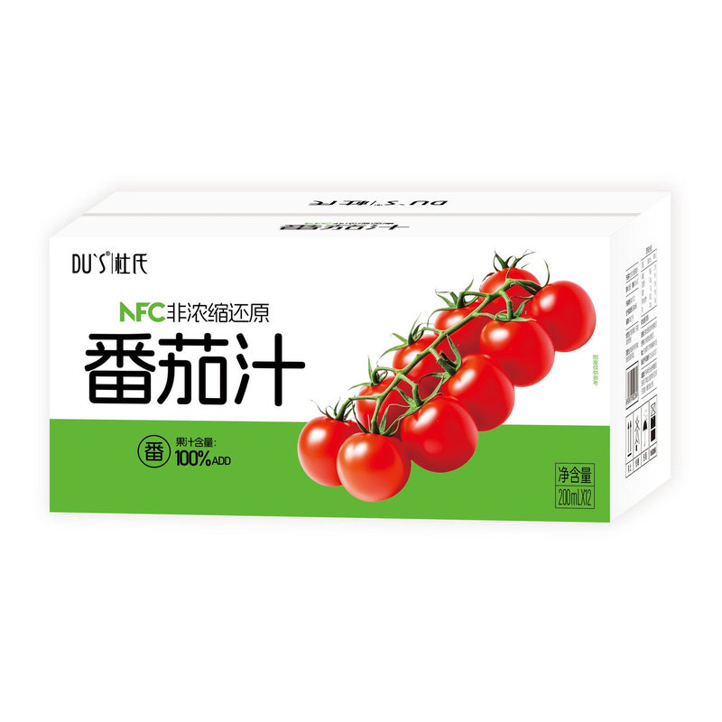 杜氏100%NFC番茄汁纯果蔬汁无添加蔗糖果汁200ml*10盒饮料蔬菜汁