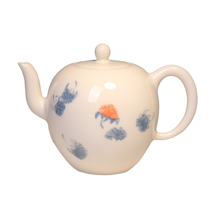 中国台湾省三希堂牙白泡茶壶 覆盆子花香玉壶小单壶 陶瓷功夫茶具