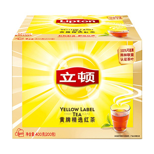 立顿红茶200包黄牌精选袋泡红茶包实惠装红茶粉立顿红茶奶茶专用