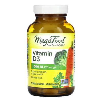 MegaFood维生素D3骨骼健康钙中老年机体抵抗膳食牙齿帮助