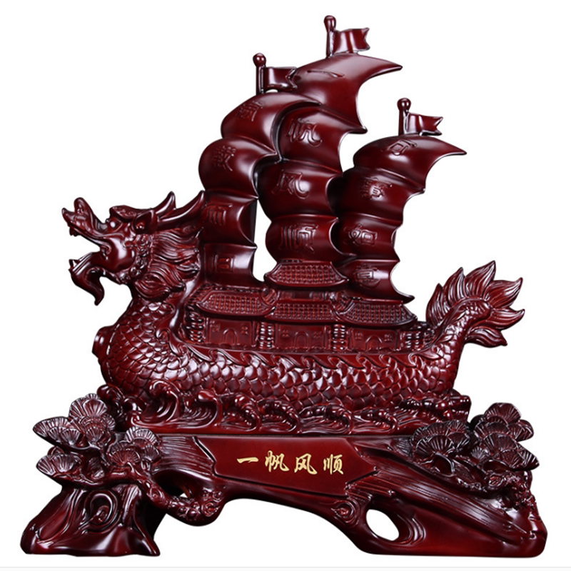 一帆风顺龙舟招财摆件开业礼品