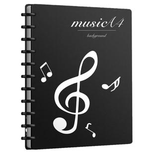 谱夹乐谱夹A4黑色谱夹子活页文件夹不反光可修改透明插页吉他钢琴专用谱夹子音乐展开式收纳册本合唱歌谱曲谱