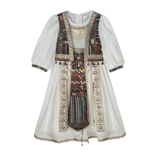 丝路明珠全程锦绣女童汉服春夏西域公主异域风儿童民族风连衣裙仙