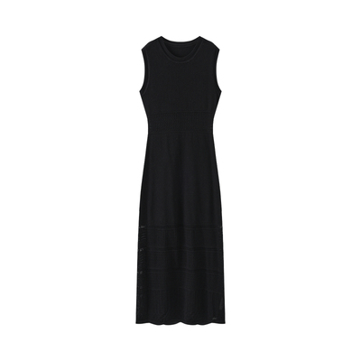 西町村屋简约针织连衣裙2026春新款无袖镂空魅力感长裙XXBA10118