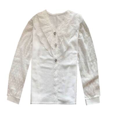 蕾丝花边V领长袖