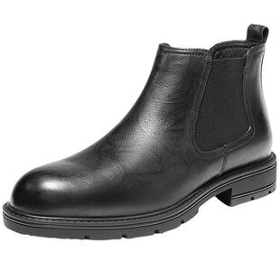 森达切尔西靴男鞋2025冬季新款时尚潮流皮靴商务休闲靴子QJ051DD5