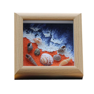 纯手绘海浪沙滩简约肌理贝壳画