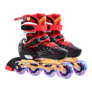 钢铁侠溜冰鞋男童轮滑鞋儿童滑轮鞋初学者6到12岁旱冰滑冰鞋男孩