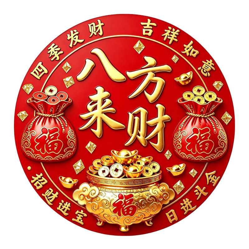 八方来财财源滚滚诸事顺利墙贴门软装墙贴