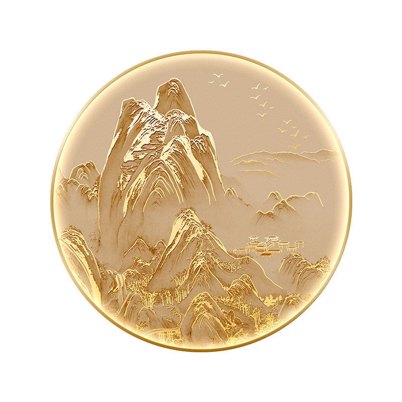 新中式玄关金山圆画千里江山挂画