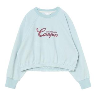 棉叔叔儿童休闲套头长袖春季珠地纹理圆领廓形插肩袖印花短款卫衣