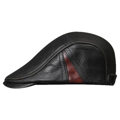 头层牛皮真皮男士帽子爸爸2024新款春秋冬季皮帽子男士真皮贝雷帽