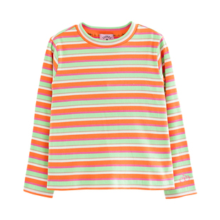 ILOVEJ童装秋季女童螺纹T恤条纹上衣弹力樱桃刺绣长袖JWFTO28