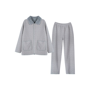 橙线赛妮尔男士睡衣套装柔织穗纹保暖双面穿家居服E851007