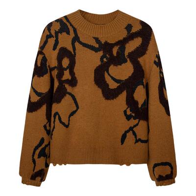 瑞尔圆领套头蛇年毛衣