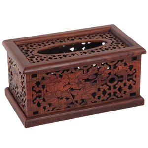 雕刻红木餐巾纸盒红酸枝木镶黄杨抽纸盒复古纸巾盒客厅实木纸巾盒