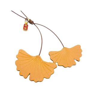 真皮银杏树叶~北欧ins植物包挂饰手帐书签手工牛皮文艺汽车挂饰