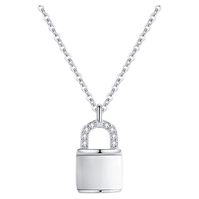 kevkevLouise Damas贝母锁头S925纯银项链吊坠锁骨链七夕礼物女