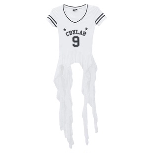 CBXLAB儿童街舞潮牌美式褶纱曳尾JAZZ上衣欧美舞台黑白球服短袖潮