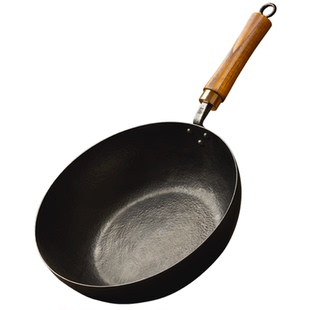 铁娃公社手工铁锅小炒锅无涂层专用炒菜锅一人食家用平底锅不粘锅