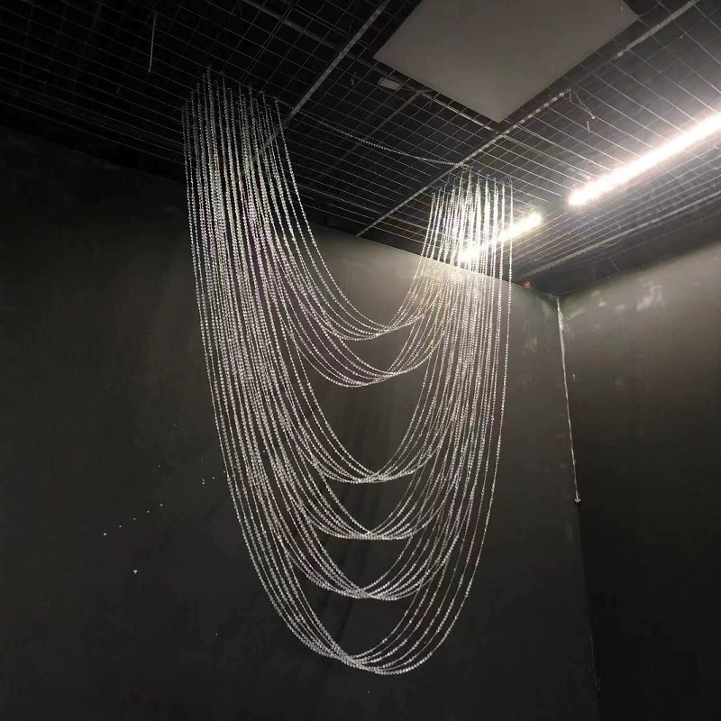 新款婚庆道具飞蝶珠帘波浪如初挂件水波帘婚礼堂背景行云流水吊顶