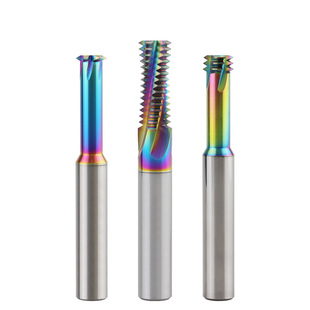 DLC七彩涂层单牙钨钢铝用螺纹铣刀CNC三齿全刃合金铣牙刀内外公制