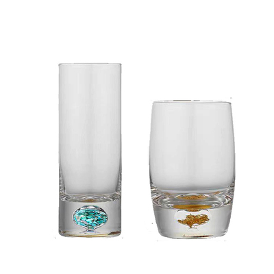 水晶玻璃金泊绿松石绿茶水杯