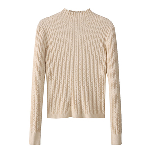 半高领短款毛衣女2025秋新款修身针织衫小个子洋气高腰内搭打底衫