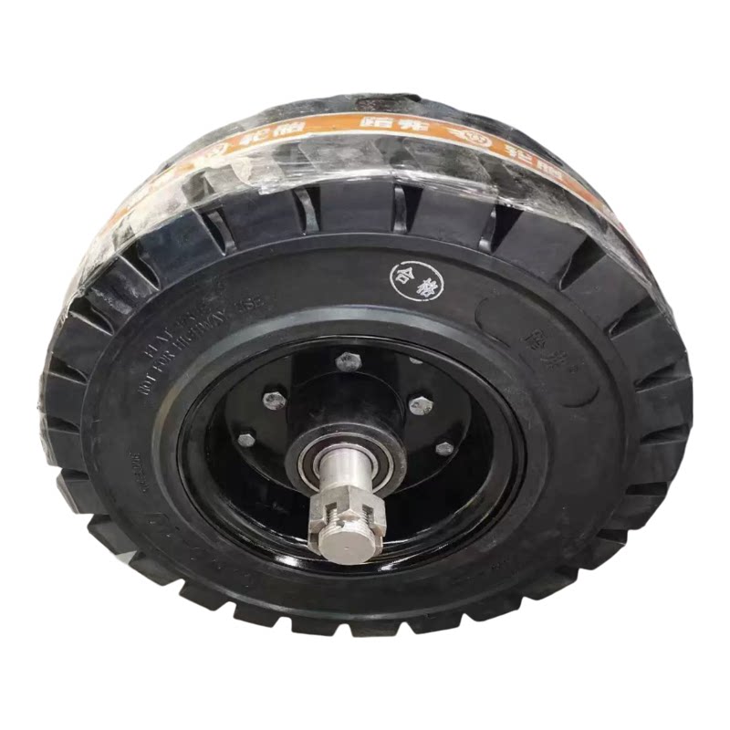 300X100实心轮胎带独轮轴350*100实心扫雪车轮16*6-8低速工具车轮